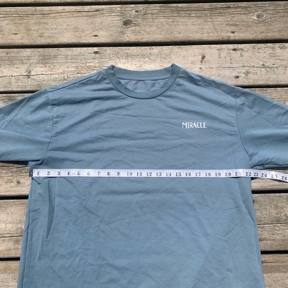 "MIRACLE" Blue Long Sleeve T-Shirt with Back Graphic Large- Unique Design - Picture 3 of 6